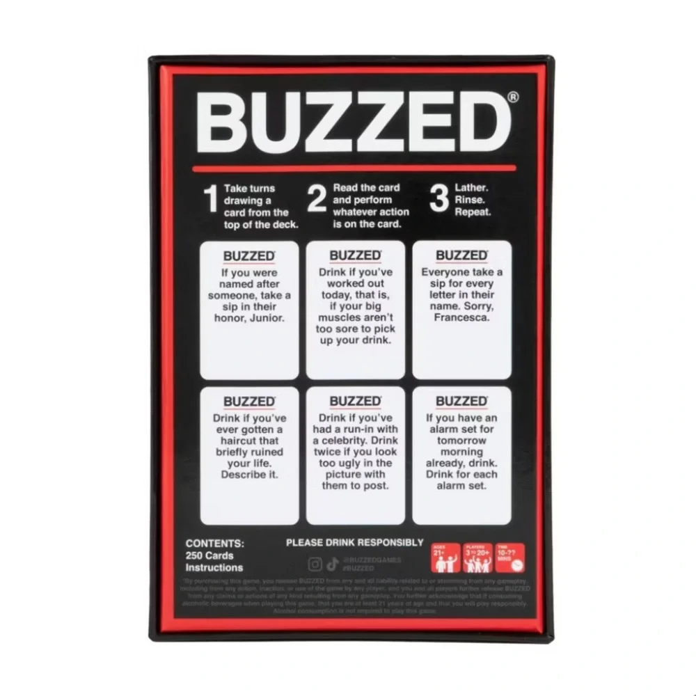 Buzzed Hydration Edition Card Game: Party Fun for Adults, Creative Thinking - Picture 2 of 6